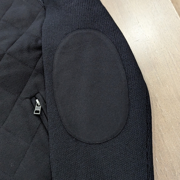 $598 Mens AMICABLE Mixed Media Wool Blend Puffer Jacket Black Large - Picture 6 of 8